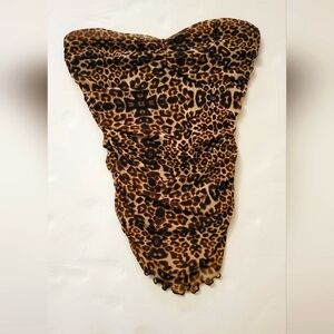 SHEIN Animal Print Strapless Top